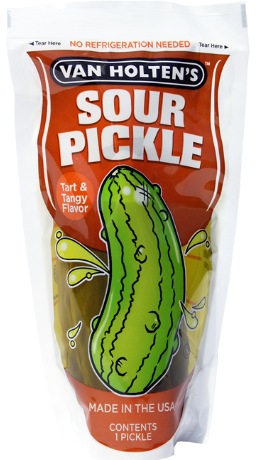 VAN HOLTENS JUMBO PICKLE IN A POUCH IN DISPLAY - SOUR