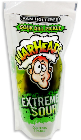 VAN HOLTENS JUMBO PICKLE IN A POUCH - WARHEADS SOUR DILL