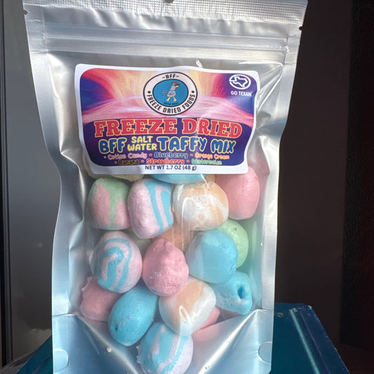 Freeze-dried taffy bites colorful assorted flavors