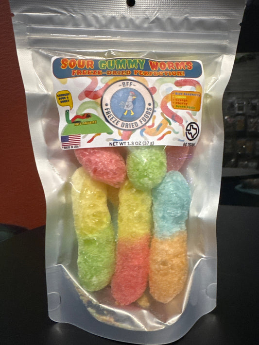 Freeze-dried sour gummy candy intense flavor