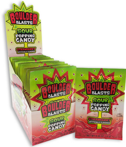BOULDER BLASTS - SOUR POPPING CANDY - Strawberry
