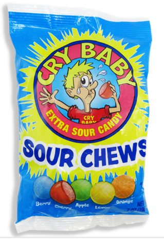 CRY BABY SOUR CHEWS PEG BAG